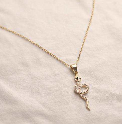 Snake Design Stone Pendant Necklace