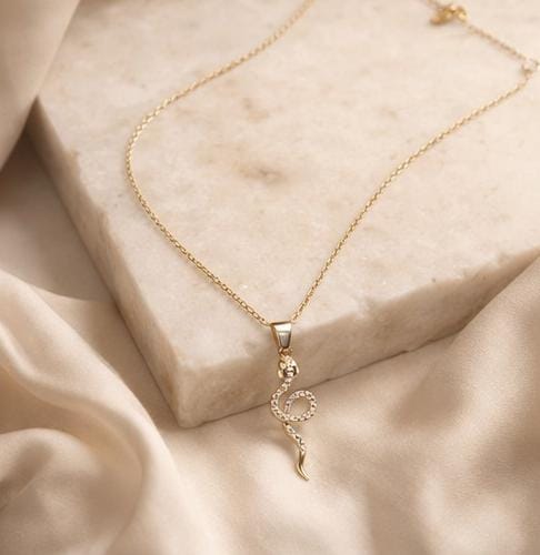 Snake Design Stone Pendant Necklace