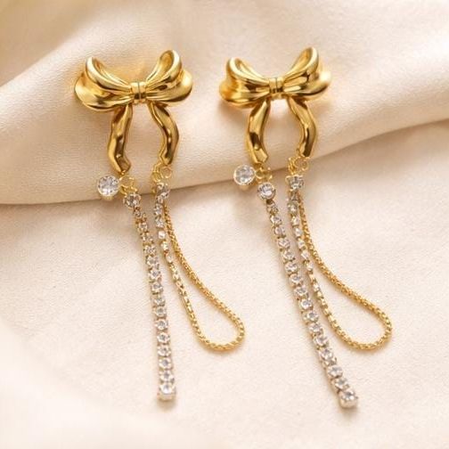 Anti-Tarnish Bow Drop Earrings