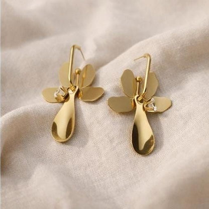Anti-Tarnish Floral Drop Earrings