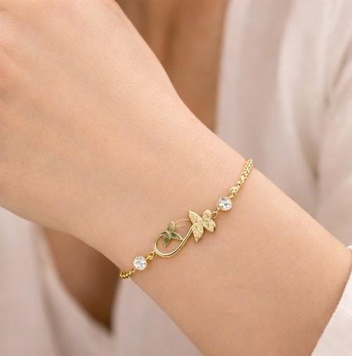Anti-Tarnish Butterfly Charm Chain Bracelet