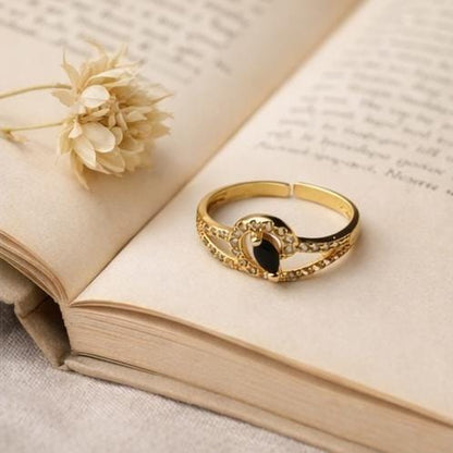 Adjustable Black Stone Ring