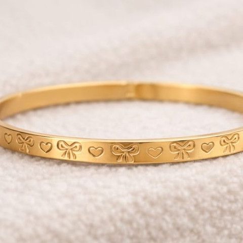 Anti-Tarnish Bow and Heart Pattern Bracelet