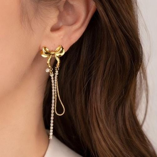 Anti-Tarnish Bow Drop Earrings