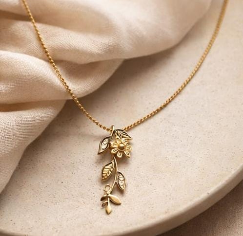 Floral Leaf Drop Pendant Necklace