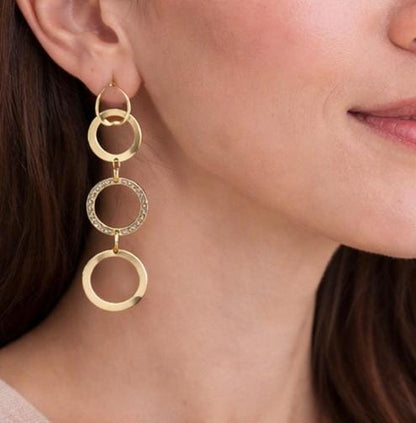 Linked circle drop earring