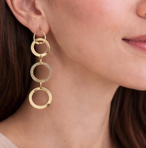 Linked circle drop earring