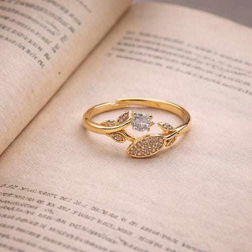 Adjustable Leaf Motif Ring