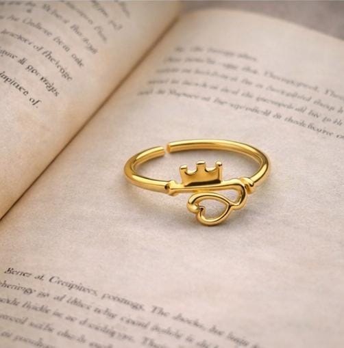 Crown heart adjustable ring