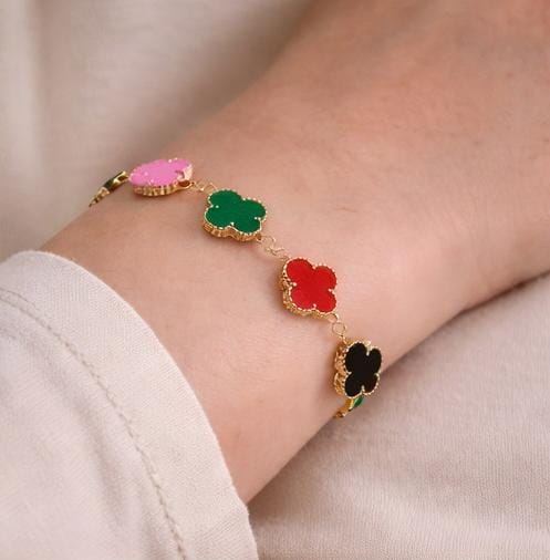Pastel Clover Multi Color Anti Tarnish Bracelet