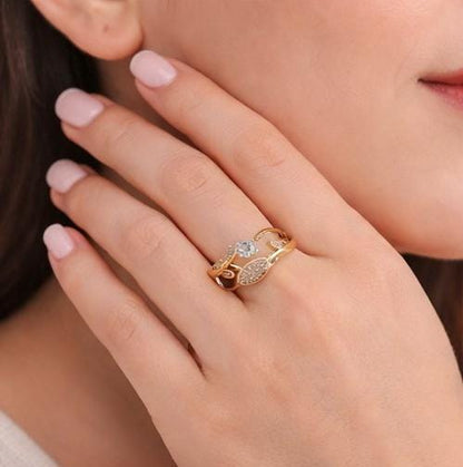 Adjustable Leaf Motif Ring