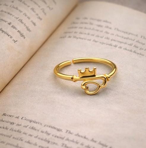 Crown heart adjustable ring
